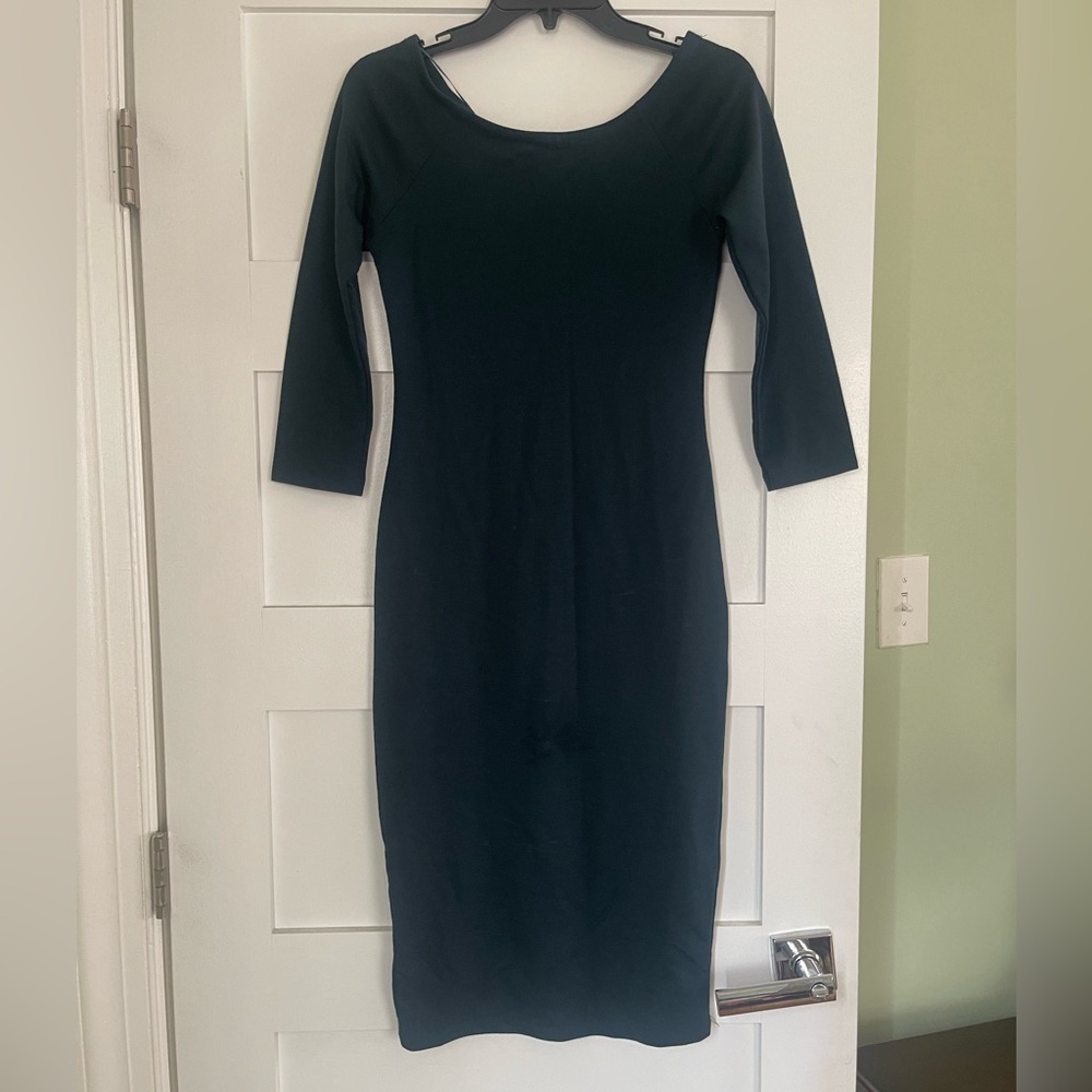 Women's Hunter Green Long Sleeve Midi Dress